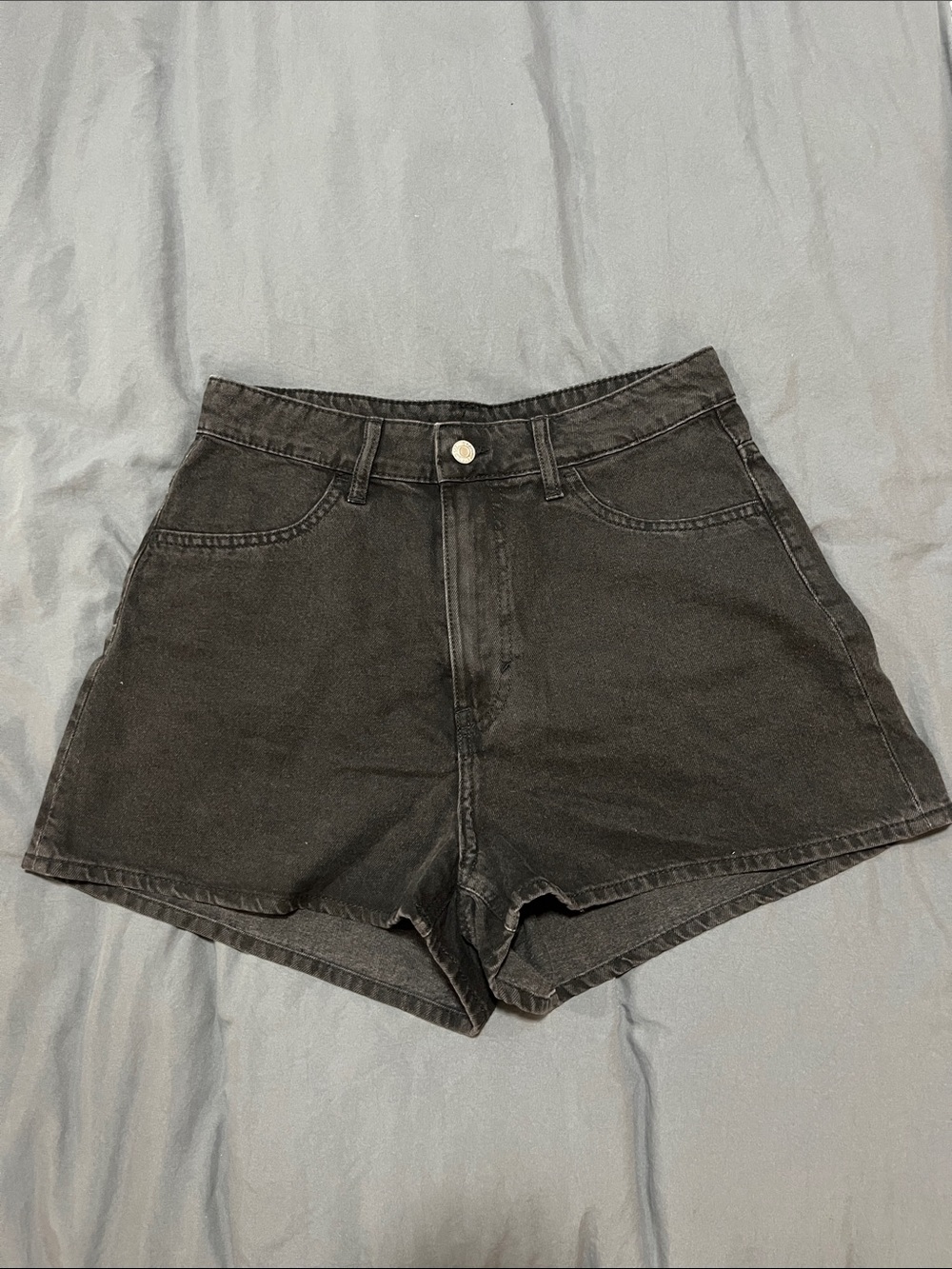 H&M Black A Line High-Rise Denim Shorts